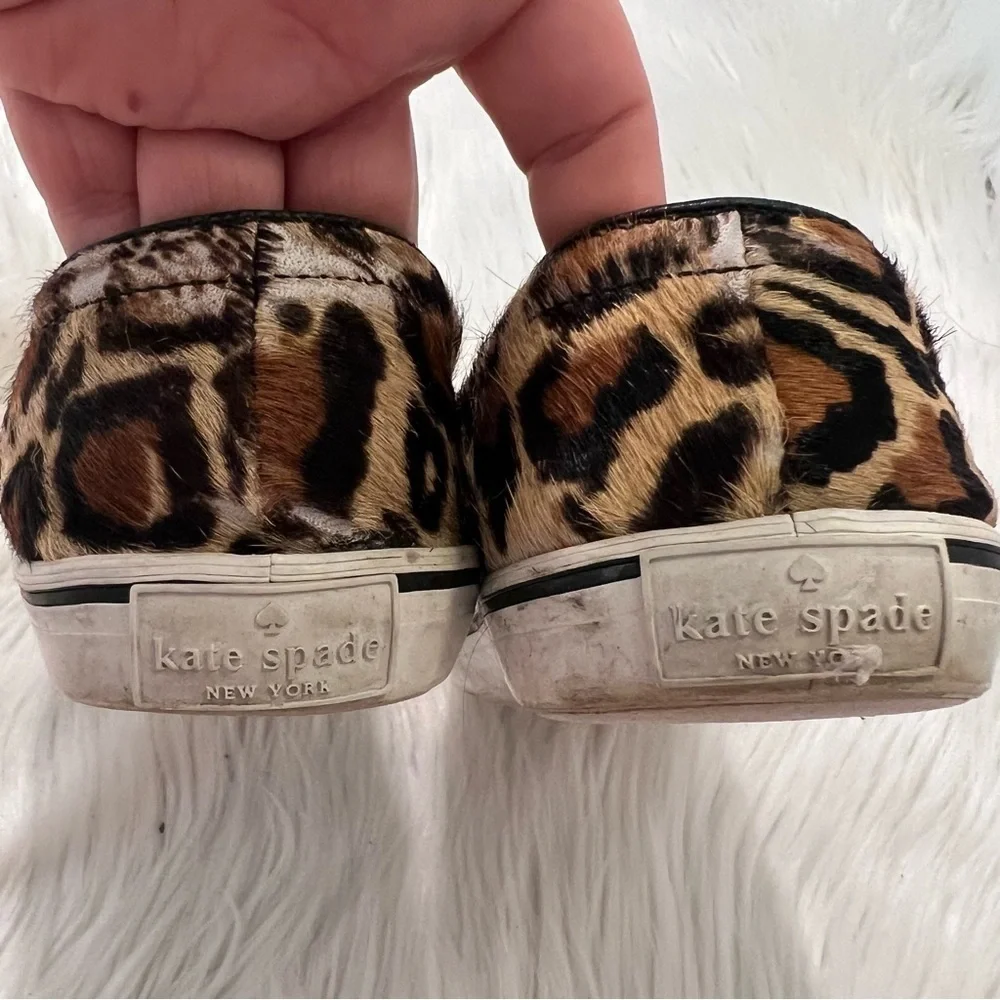 Kate Spade NY Women's Size 6.5 Delise Leopard Print Slip On Sneakers Calf Hair
